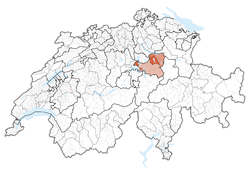 Map of Switzerland, location of کانتون اشووتس highlighted
