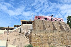 View of the temple from downstairs Kundrakudi Temple.JPG