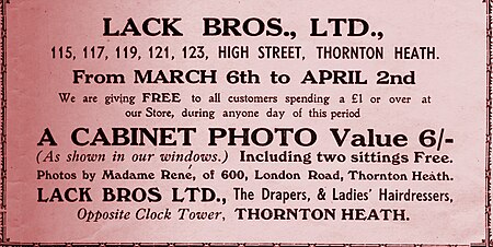 Lacks advert 1930