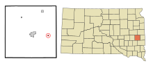 Lake County South Dakota Incorporated und Unincorporated Gebiete Wentworth Highlighted.svg