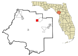 Localização no condado de Levy e no estado da Flórida