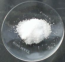 Sample of lithium chloride in a watch glass