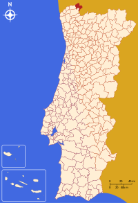 Melgaço belediyesini gösteren Portekiz haritası