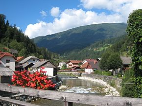 Luče Village and Savinja River Savinja and Šalek Valley Slovenia.JPG