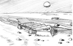 Sketch of the Lunar Crawler to be used for fabrication of lunar solar cells on the surface of the Moon.