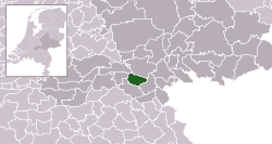 Highlighted position of Beuningen in a municipal map of Gelderland