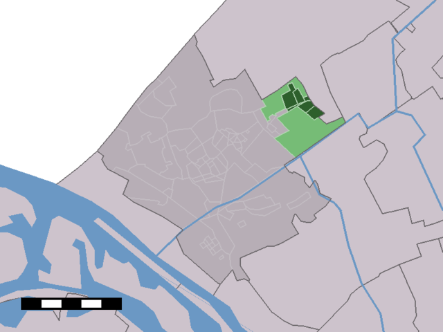 Vas (temno zelena) in statistični okraj (svetlo zelena) Wateringen v občini Westland.