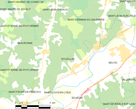 Mapa obce Douzillac