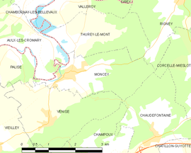Mapa obce Moncey