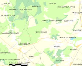 Mapa obce Sexfontaines