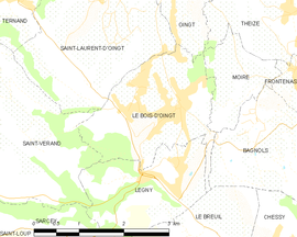 Mapa obce Le Bois-d’Oingt