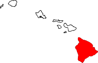 Locatie van Hawaii County in Hawaï