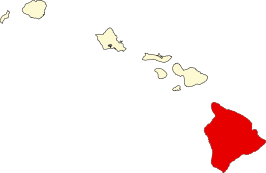 Locatie van Hawaii County in Hawaï