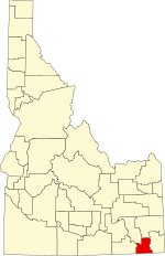 Kort over Idaho, der fremhæver Franklin County