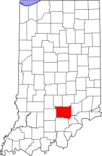 Locatie van Jackson County in Indiana