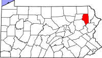 Map of Pennsylvania highlighting Lackawanna County