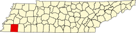 Locatie van Fayette County in Tennessee