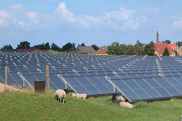 Central solar heating plant at Marstal, Denmark. It covers more than half of Marstal's heat consumption.