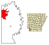 Miller County Arkansas Incorporated and Unincorporated areas Texarkana Highlighted 0568810.svg