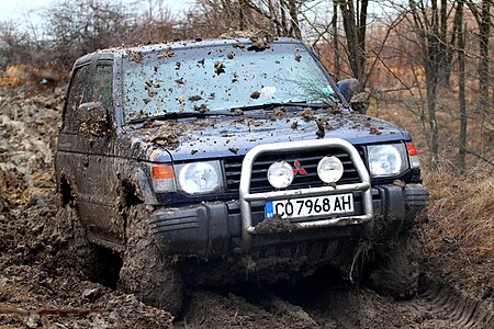 Mitsubishi Pajero in off-roading, near Slivnitsa, Bulgaria