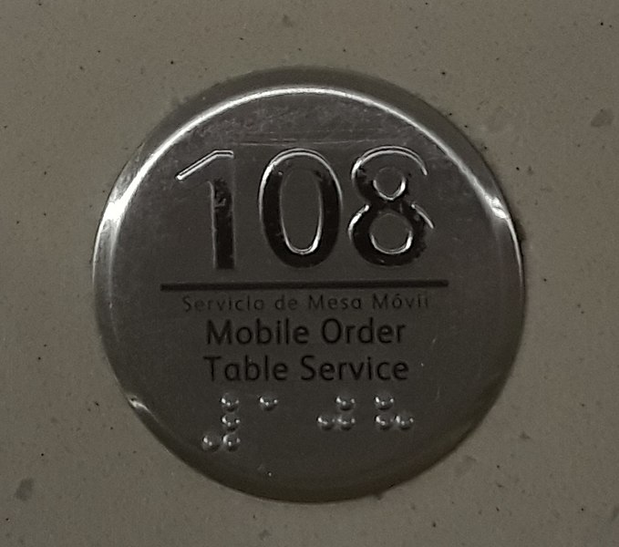 File:Mobile ordering badge on a table at the Rose Hill McDonald's 2.jpg