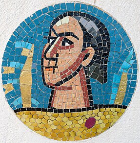 Mosaikmedaljonen øverst (rundmedaljon)