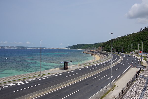 National Route 58 as seen from Michinoeki Kyoda in Nago