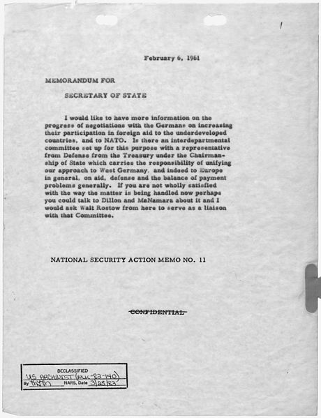 File:National Security Action Memorandum No. 11 Information on the Progress of Negotiations with Germans on Increasing... - NARA - 193411.jpg
