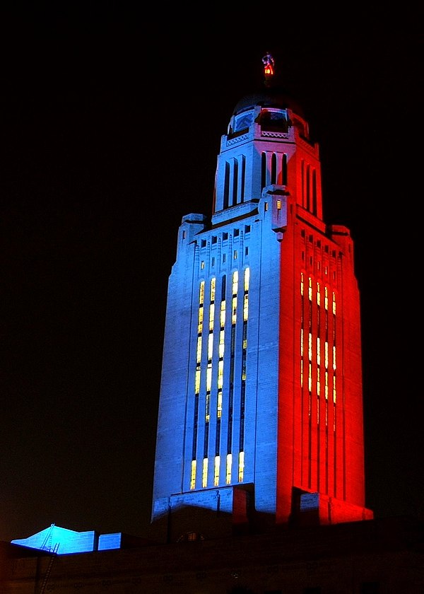 The Capitol is sometimes illuminated various colors to honor causes.