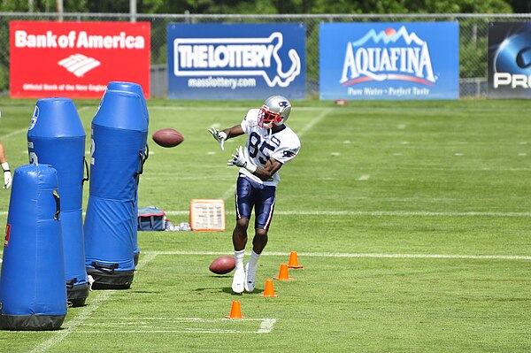 Ochocinco practicing with the Patriots shortly after being traded to them.