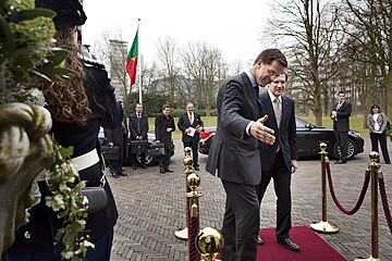 Primeiro-Ministro Rutte recebe o primeiro-ministro de Portugal, Pedro Passos Coelho.