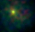 This false-color image shows comet Tempel 1 as seen by Chandra X-ray Observatory on June 30, 2005, Universal Time. The comet was bright and condensed. The X-rays observed from comets are caused by an interaction between highly charged oxygen in the solar wind and neutral gases from the comet. The observatory detected X-rays with an energy of 0.3 to 1.0 kilo electron Volts. The bulk of the X-rays were between 0.5 and 0.7 kilo electron Volts. Chandra will observe the comet for 18 hours during and after the time when NASA's Deep Impact impactor probe collides with Tempel 1 at 10:52 p.m. Pacific time, July 3 (1:52 a.m. Eastern time, July 4). The material ejected from the crater could cause the interaction region, and thus the X-ray emission, to move toward the Sun.