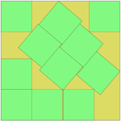 5 unit squares in a square of side length  2 + 1 / 2 ≈ 2.707 {\displaystyle 2+1/{\sqrt {2}}\approx 2.707} 