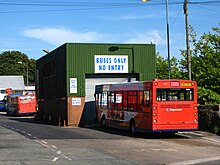 Stagecoach South West ALX200 bodied Dennis Dart SLF in Paignton in July 2011 Paignton Garage Stagecoach 34014 R114VPU 47105 WA04TXW.jpg