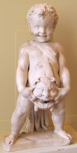 A puer mingens statue with a mask covering its genitals, Pierino da Vinci, 1540s, Museo nazionale d'arte medievale e moderna della Basilicata, Matera, Italy
