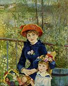 皮埃爾-奧古斯特·雷諾瓦《露台上的兩姐妹（英语：Two_Sisters_(On_the_Terrace)）》, 1881年