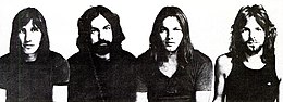 Pink Floyd in 1971, following Barrett's departure. From left to right: Waters, Mason, Gilmour, Wright. Pink Floyd, 1971.jpg