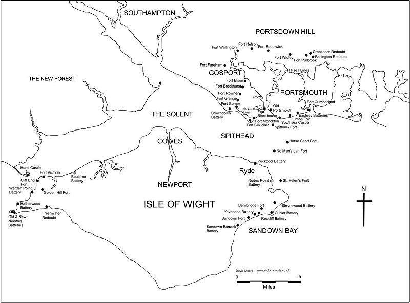 The Victorian forts of Portsmouth, including those on the Isle of Wight Portsmouth forts plan.jpg