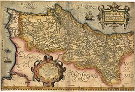 Kaart uit 1561 van het koninkrijk Portugal en het koninkrijk Algarve