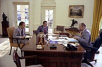 Rumsfeld and Cheney with President Ford at The Oval Office.