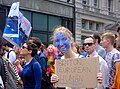 Image 745Protester against Brexit holding a "Briton, European, Human" sign, Pall Mall, London, United Kingdom