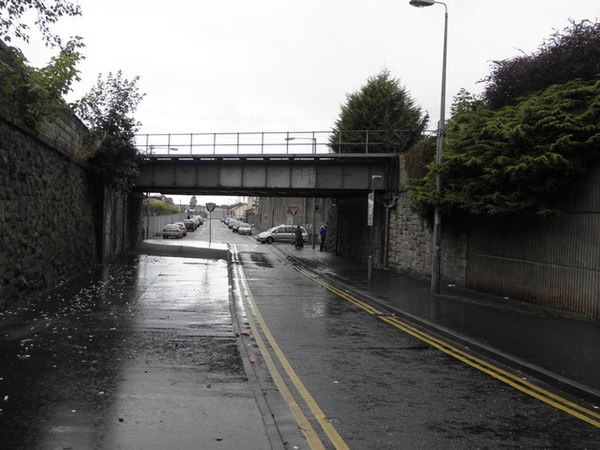 The underpass leading from the town centre (behind camera) to Obins Street (beyond the bridge). The area is known as "the Tunnel".