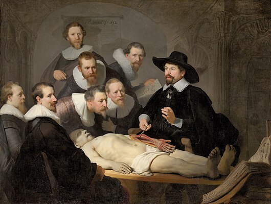 An autopsy is portrayed in The Anatomy Lesson of Dr. Nicolaes Tulp, by Rembrandt