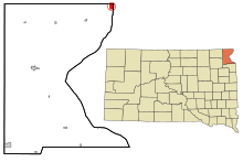 Roberts County South Dakota beépített és be nem épített területek White Rock Highlighted.svg