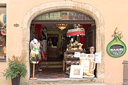 Rothenburg ob der Tauber, Germany, entrance to wine and souvenir shop