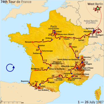 Route of the 1987 Tour de France