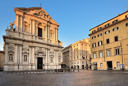 Piazza di Sant'Andrea della Valle med fontänen och basilikan Sant'Andrea della Valle.