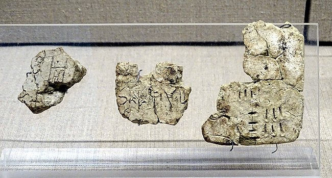 Linear A etched on tablets found in Akrotiri, Santorini