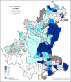 Share of Serbs in Sarajevo by settlements 2013 (cyrillic script)