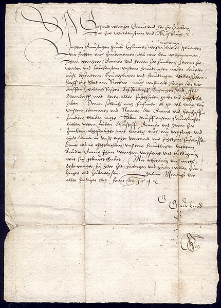 File:Schreiben Gottfried Werner von Zimmern an Stadt Oberndorf 1542.10-30.jpg